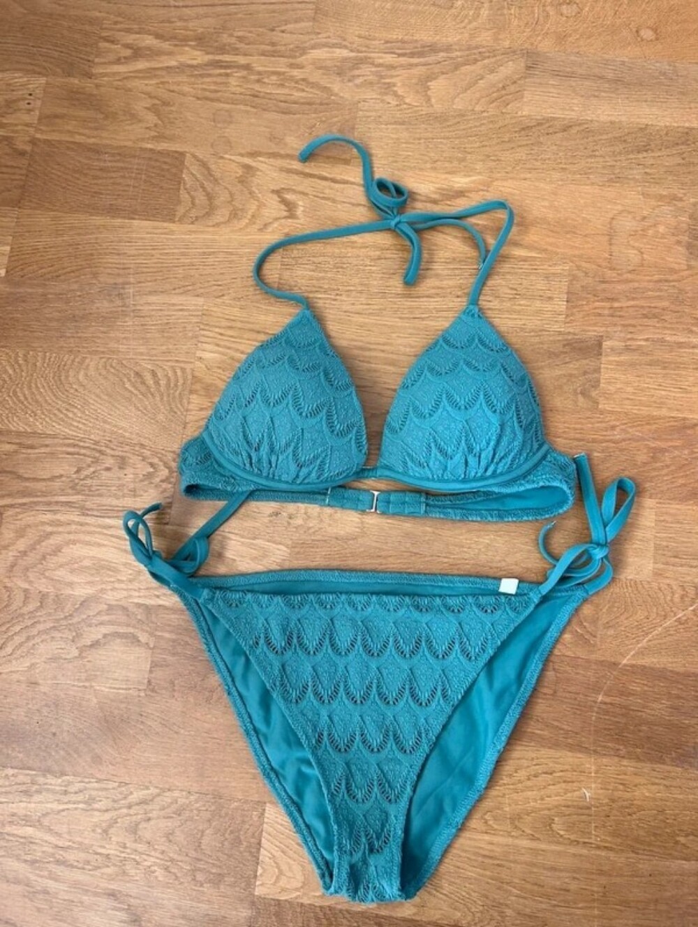 Shade & Shore Teal Crochet Tie Bikini Set
